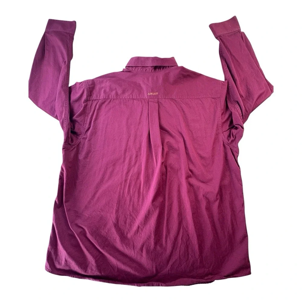Ariat XXL Maroon Long Sleeve Button Front Shirt Western Casual‎ Mens